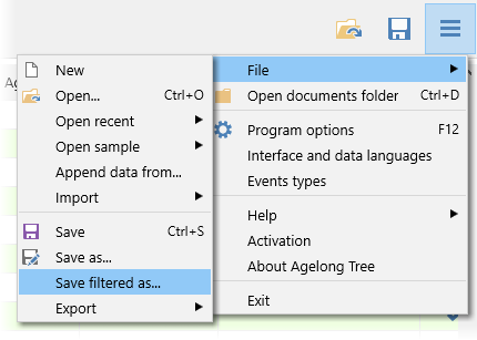 Saving a part of a tree in a separate file